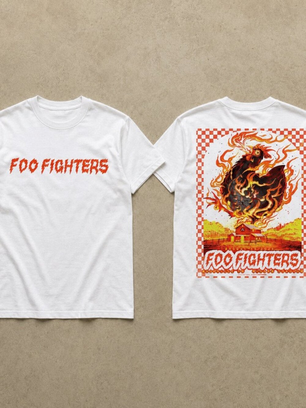 Foo Fighters Nashville TN August 15 2026 Double-Sided Concert T-Shirt